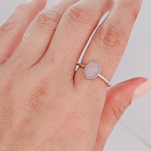 Sterling Silver Rose Quartz Ring, Stone of Love, Rose Quartz Jewelry, Gift Ideas - Picture 2 of 8